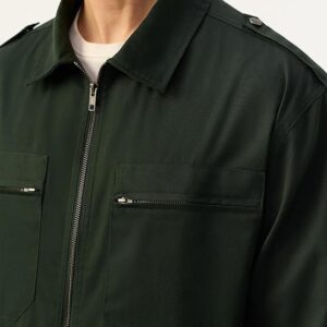 Olive Structured Zipper Overshirt