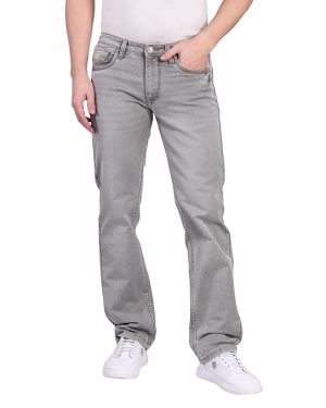 Grey 5 Pocket Midrise, Comfort And Straight Fit Stretch Jeans