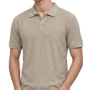 Olive And Navy Knitted Stripe T-Shirt