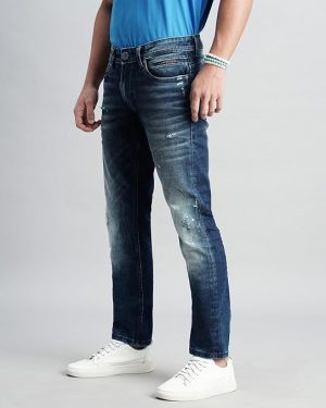 Dk Blue 5 Pocket Mid-Rise Slim Fit Jeans