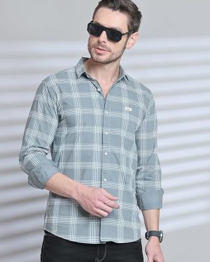 Olive Structured Self Striped Shirt