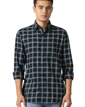 Navy Checks Shirt With Pocket