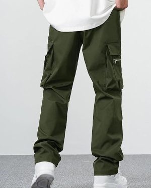 Olive Solid Straight Fit Functional & Stylish Cargo Pant