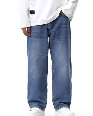 Dk Blue 5 Pocket Midrise Loose Fit Cropped Jeans