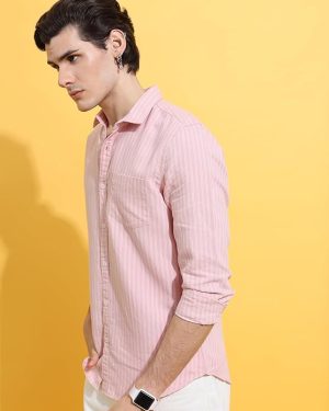 Pink Light Weight Cotton Stripe Shirt