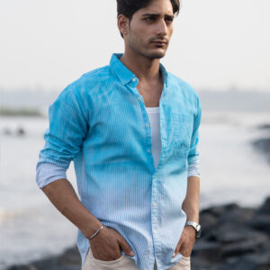 Blue Sprayed Stripe Shirt