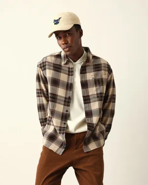 Cream Flannel Check Oversize Drop Shoulder Shirt