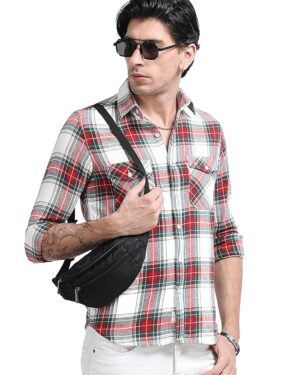 Red Brushed Checks Shirt