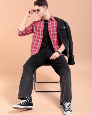 Red Brushed Checked Shirt