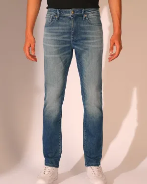Dk Blue 5 Pocket Mid-Rise Slim Fit Jeans