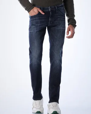 Dk Blue 5 Pocket Mid-Rise Slim Fit Jeans