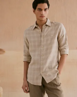 Cream Structured Checks Shirt