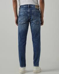 Medium Blue 5 Pocket Low-Rise Tapered Ankle Length Stretch Jeans