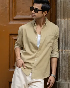 Beige Corduroy Buttondown Shirt