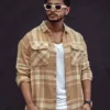 Beige and White Checks Oversize Drop Shoulder Shirt
