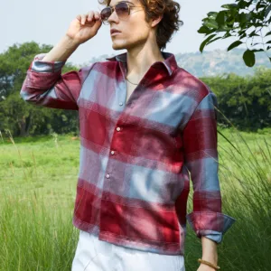 Vignette-Checkered Oversized Shirt
