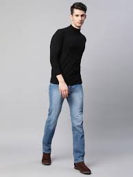 Med Blue 5 Pocket Midrise, Comfort And Straight Fit Jeans
