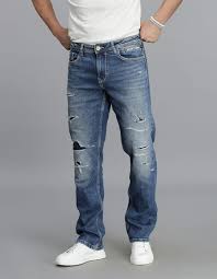 Med Blue 5 Pocket Midrise, Comfort And Straight Fit jeans