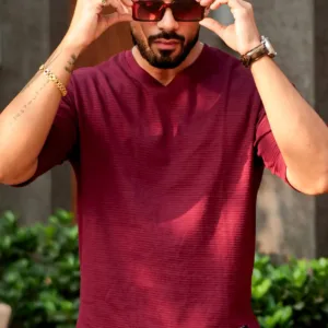Wine Self Stripe T-Shirt
