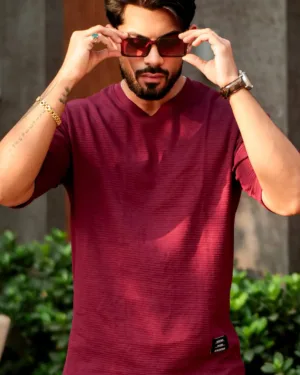 Wine Self Stripe T-Shirt
