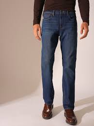 Med Blue 5 Pocket Midrise, Comfort And Straight Fit Jeans