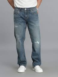 Med Blue 5 Pocket Mid-Rise Slim Straight Fit Jeans