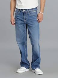 Med Blue 5 Pocket Mid Rise Loose Boot Leg Cropped Jeans