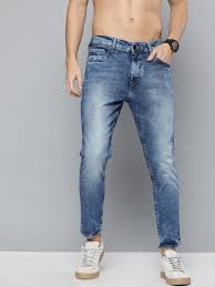 Medium Blue 5 Pocket Low-Rise Tapered Ankle Length Stretch Jeans