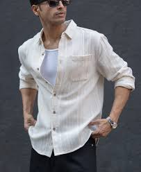 White Structured Striped Shirt