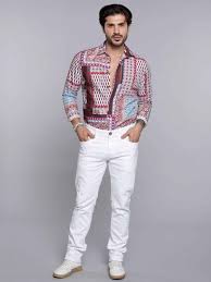 White 5 Pocket Mid-Rise Slim Straight Fit Stretch Jeans