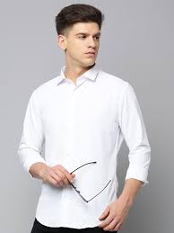 WHITE REGULAR FIT PLAIN SHIRT