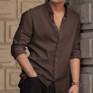 Brown Linen Blend Shirt