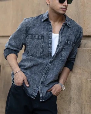 Carbon Black Regular Fit Full Sleeves Shirt
