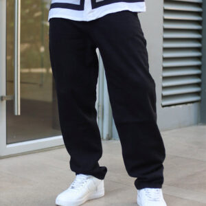 Black Solid Washed Baggy Fit Denim Jeans