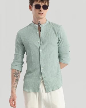 Berit Light Green Textured Shirts