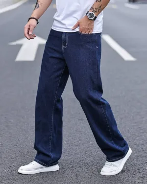 Dk Blue 5 Pocket Midrise Loose Fit Jeans