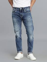 Med Blue 5 Pocket Low-Rise Ankle Length Jeans