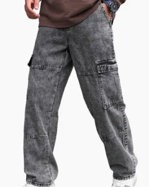 Charcoal Distressed Baggy Jeans