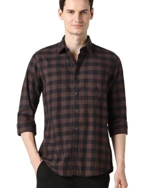 Men's Brown Check Shirt