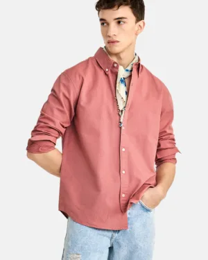Blush Pink Cotton Linen Men's Shirt