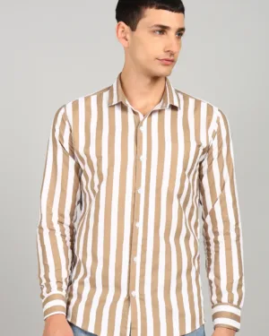 Men Slim Fit Striped Collar Casual Shirt