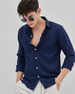Navy Textured Shirt