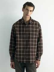 Men's Brown Checkered Cotton Casual Shirt | Full Sleeves | Regular Fit