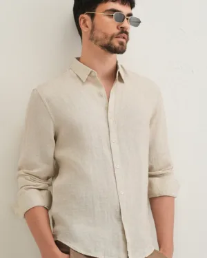 Light Beige Pure Linen Shirt