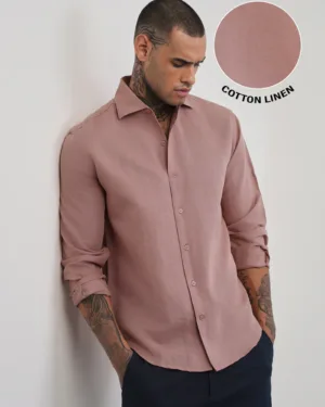 Pink Plain Cotton Linen Shirt