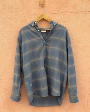 Men's Blue Grey Checked Casual Shirt | Premium Cotton | Full Sleeve | Relaxed Fit