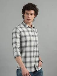 Men's Black & White Checkered Cotton Casual Shirt | Full Sleeves | Regular Fit